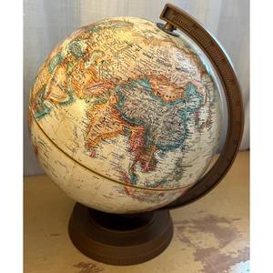 Globo Replogle Vintage con soporte de plástico Elija entre azul 1991 o Beige 1990 Globo giratorio elegante con base de madera - Product Image 1