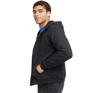 Sweat à capuche épais et uni pour homme, en coton écologique, avec fermeture éclair, logo brodé, idéal pour l'hiver, vente en gros - Product Image 3