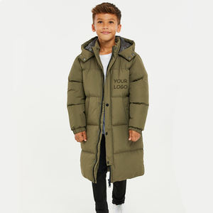 <b>Boys</b> Long Puffer <b>Jacket</b> Zipper Closure Custom Logo Winter Coat Warm Windproof Outerwear for Kids Cold Weather - Product Image 6