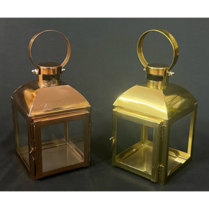 Dernière nouveauté : Lanterne porte-bougie de Noël en acier inoxydable mini, dorée rose, faite à la main et écologique, pour table ou suspension - Product Image 2