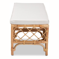 Banc en rotin contemporain Boho Chic fabriqué à la main avec coussin Mobilier naturel pour salon Appartement Hôtel Villa Utilisation extérieure