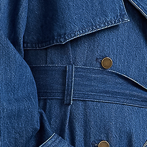 Chaqueta vaquera larga para mujer con cinturón, gabardina transpirable de manga larga, Túnica informal de Primavera de gran tamaño con botones - Product Image 4