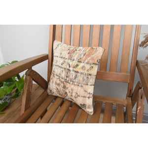 Beige Wool Kantha Patchwork <b>Pillow</b> 12x12 Inch Luxury Vintage Embroidered Fluffy Rustic <b>Throw</b> <b>Pillow</b> for Floor Use - Product Image 3