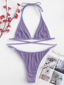 Alta calidad caliente sexy mujeres Topless Skimpy Bikini adolescentes dos piezas Color sólido Sexy traje de baño - Product Image 6