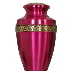 Urnas de cremación para adultos de latón de alta calidad con banda de grabado, urnas funerarias de Metal con acabado de Color dorado y rosa para cenizas humanas - Product Image 1