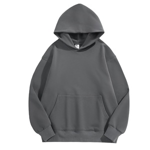 Sudaderas con capucha de lana de alta calidad 62.5% suéter de algodón de manga larga suelta Color sólido 480gsm bolsillos con capucha Tops de invierno sudaderas con capucha Casuales - Product Image 3