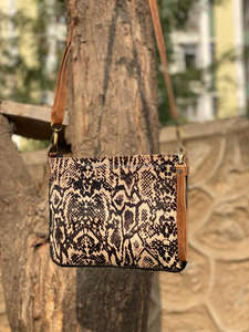 Nuevo estilo occidental Animal Print Fur Leather Celular Sling Bag Alta calidad Moda Real Hecho a mano Fur Leather Crossbody Bags - Product Image 2