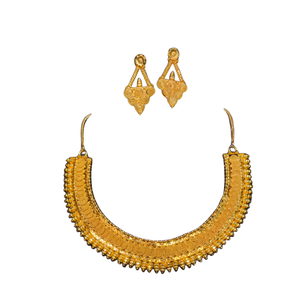 ชุดต่างหูสร้อยคอชุบทอง22K สำหรับผู้หญิงชุดเครื่องประดับต่างหูสร้อยคอ - Product Image 1