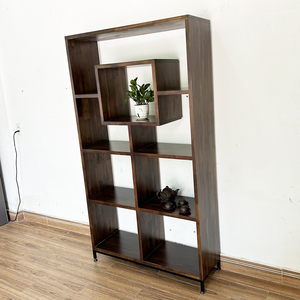 Modern Living Room Furniture Melaleuca Wood Decorative <b>Shelf</b> with Iron Legs Space-Saving Design for Home Office-KS68178 - Product Image 5