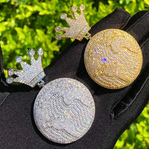 Pendentif pour homme en alliage de zinc 24K avec zircon, style hip-hop, thème Roi du Monde, en forme de globe, cadeau - Product Image 5