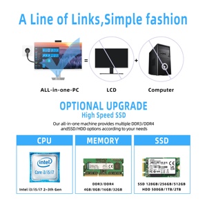 PC <span class=keywords><strong>All</strong></span>-in-One Originale da 27 Pollici, I3 I5 I7, 4GB 8GB 16GB 32GB DDR3, SSD, Schermo LCD Touch, WiFi, PC per Casa - Product Image 3