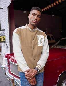 Chaqueta de bombardero de mezcla de lana de alta calidad OEM Fabricante Letterman Jacket Stand Forro acolchado Bordado Béisbol Varsity Track - Product Image 3