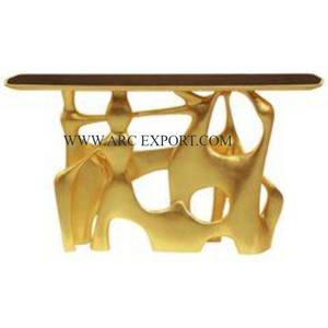 Vintage Modern Large Size Console <b>Table</b> Deluxe Quality Gold Plated Metal and <b>Marble</b> Living Room Console <b>Table</b> at Cheapest Price - Product Image 6