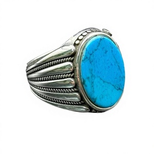 Handmade Turkish Vintage Ottoman Jewelry Bold Blue Stone Rose Gold Plated Statement <b>Ring</b> <b>Mens</b> Turquoise <b>Silver</b> <b>Ring</b> - Product Image 1