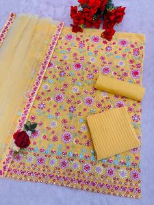 Venta caliente Heavy Faux Georgette con bordado de papel de aluminio Trabajo Salwar Suit Compras en línea a precio mayorista - Product Image 4