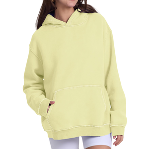 Hoodies oversize pour femmes avec épaules tombantes, capuche ample, poche kangourou, anti-plis et respirants. - Product Image 1