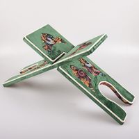 Soporte de Lectura del Corán con Diseño Floral Verde, Personalizado, Ecológico, de Madera con Chapa de Arce y Terciopelo, Arte Folclórico Islámico