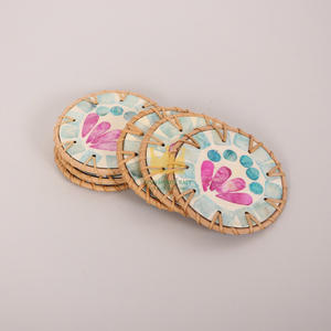 Handmade Shell Mat Decorative Colorful Rattan <b>Placemat</b> <b>Woven</b> Rattan Shell Coaster Insulated Tea Cup Mat Tea Table - Product Image 2