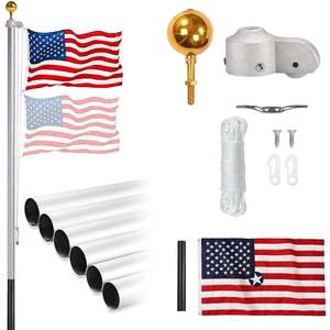 20 Ft Heavy-Duty Telescoping <b>Flag</b> Pole Kit for Outside House Residential Sectional Inground with 3x5' Nylon Banners and <b>Flags</b> - Product Image 6
