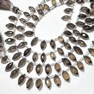 Cuentas de Briolette con forma de marquesa gruesa facetadas de cuarzo ahumado Natural de alta calidad para cuentas de piedra de joyería marrón - Product Image 2