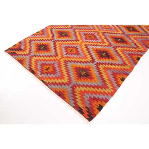 5.8x8.8 ft Rug, Vintage Turkish Rug, <b>Red</b> Solid <b>Wool</b> Rug - Product Image 2