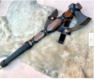 Hacha vikinga de acero al carbono forjada a mano personalizada de alta calidad, hacha de Camping para supervivencia, hacha de Pizza directa de fábrica - Product Image 1