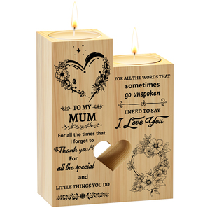 Heart Interlocking Wooden Candle Holder for Mum, Romantic Wood <b>Tealight</b> Candle Holder Stand for Mother's Day Birthday Gift - Product Image 1