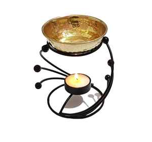 Cuenco de latón personalizado de 5 pulgadas, quemador de Aroma, soporte versátil, MOQ bajo, incluye difusor de incienso de jazmín de sándalo, vela de precio bajo - Product Image 1