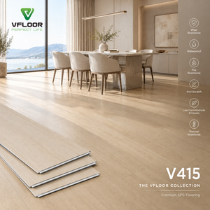 Suelo SPC VFLOOR Moderno en Roble Claro Natural, Resistente al Agua, con Núcleo Rígido de Vinilo, Sistema de Clic 5G, Resistente a los Arañazos, Grado Comercial - Product Image 1