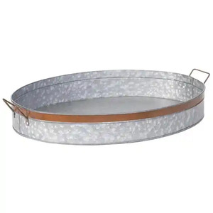Best Quality Galvanized Serving <b>Tray</b> Oval shape Handmade For Hotels & Restaurant Food And <b>Drinks</b> Serving <b>Trays</b> - Product Image 2