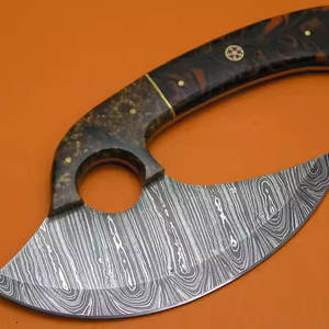 Hacha de pizza de acero Damasco de alta calidad con mango de patrón hermoso para un uso cómodo y un rendimiento duradero - Product Image 5