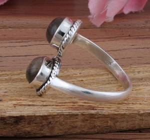 Bague Labradorite Bague en argent sterling 925 faite à la main Bague double pierre ajustable Bijoux Boho Bague déclaration pour femme - Product Image 5
