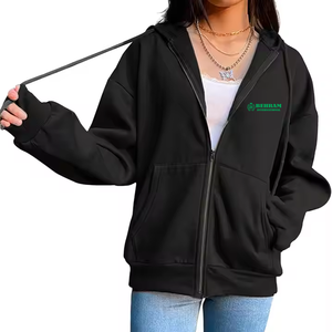 Sudadera con Capucha de Felpa de Color Verde Oliva de Lujo, con Cierre y Logotipo Personalizado, Unisex, Gruesa, 100% Algodón, Tejido Francés de Secado Rápido - Product Image 4