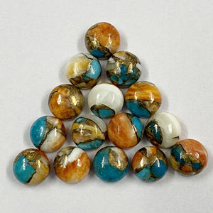 Turquesa de Cobre Natural Certificada de 8mm, Cabujones Redondos Sueltos, Piedras Preciosas de Turquesa Pulida Lisa de Fabricante - Product Image 1