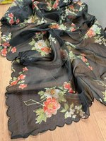 Sari en Soie Viscose Modal Léger Imprimé Floral Evergreen 2024 avec Blouse pour Filles, Prêt à Porter pour la Défilée