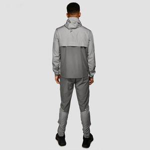 mens two tone grey tracksuit full <b>zip</b> <b>hooded</b> windbreaker jacket and tapered jogger pants set activewear sports outfit - Product Image 2