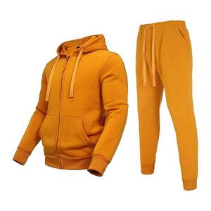 Chándal de entrenamiento de lana de algodón para gimnasio para hombre, traje de jogging de talla grande de secado rápido, ropa deportiva transpirable de dos piezas para exteriores - Product Image 1