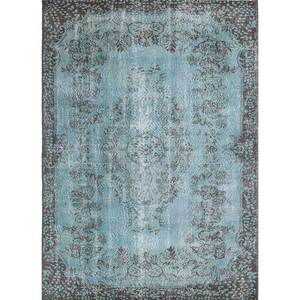 Alfombra de Lana Anudada a Mano con Diseño Floral Azul Vintage, Rectangular, para Pasillo o Sala de Estar, Modelo Pae-1457 - Product Image 1