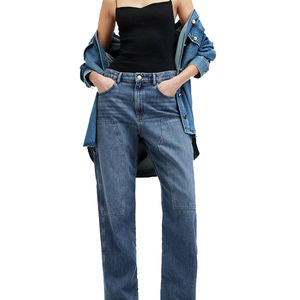 Jeans de Mezclilla Casuales para Mujer, Talla Grande, Cintura Alta, Corte Recto, Lavados, Calidad Premium, Ecológicos, Transpirables, 100% Algodón, Personalizados - Product Image 3