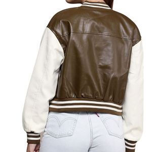 Mayorista OEM Top Trending Logotipo personalizado 100% Algodón Fleece Recortada Mujeres Varsity Chaquetas 2025 Señoras Chaquetas universitarias - Product Image 5