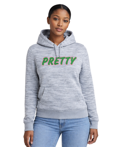 Sudadera con Capucha Gris 08 Pretty Girl, Ropa de Hermandad Griega, Sudadera Rosa y Verde para Mujeres, Ropa de Hermandad Universitaria, Moda Griega - Product Image 1