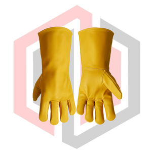 ถุงมือหนังวัวสีเหลืองและอะรามิดสำหรับงานเชื่อม ป้องกันความร้อนจากแสงอาทิตย์ สำหรับนักดับเพลิง ป้องกันความร้อนบริเวณมือและแขน  ขอบถัก 7 ออนซ์ - Product Image 5