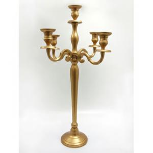 Candélabre sur pied en métal à 5 bras, finition dorée, personnalisé, pour la décoration de la maison, des mariages et de Noël - Product Image 2