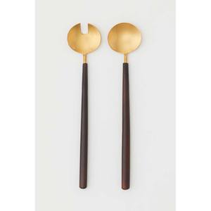 Fregona redonda pulida y brillante con mango de diseño, conjunto de cuchara y tenedor para servir ensaladas de diseño plateado, para boda y fiesta - Product Image 6