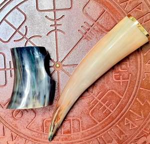 Corne à boire nordique avec support et étui en cuir Corne à boire de qualité supérieure Corne à boire authentique pour la fête de la bière Mead - Product Image 2