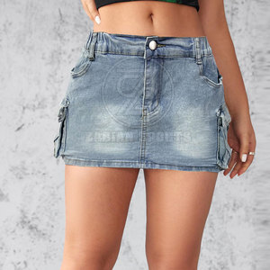 กระโปรงยีนส์ผ้าฝ้ายของผู้หญิงสำหรับผู้ใหญ่กระโปรงยีนส์ผ้าคอตตอนน้ำหนักเบาและระบายอากาศได้สไตล์ลำลองออกแบบได้ตามต้องการ - Product Image 2