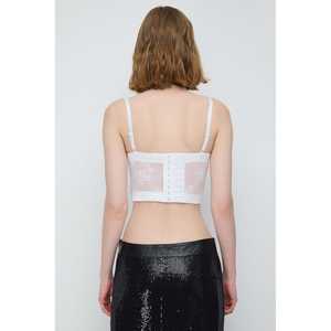 เสื้อเบลาส์คอกลมแบบผูกเชือกปรับได้ 100% โพลีเอสเตอร์ - Product Image 5