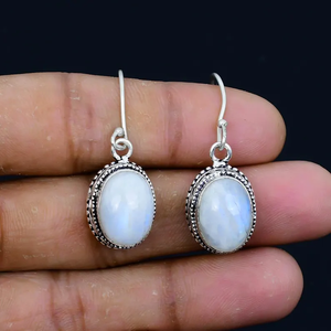 Wholesale Price 925 Sterling Silver Vintage Handmade Dangle Drop <b>Earrings</b> Rainbow Moonstone Perfect Party Gift for Her - Product Image 1