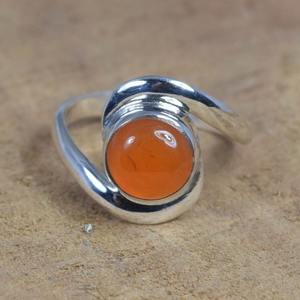 Anillo hecho a mano de plata de ley sólida 925, joyería de piedras preciosas de cornalina para mujeres para bodas y fiestas - Product Image 2