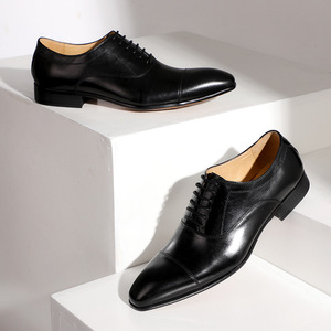Chaussures en cuir à motif rétro avec empeignes perforées et talon amorti, chaussures brogues pour hommes, chaussures habillées - Product Image 2